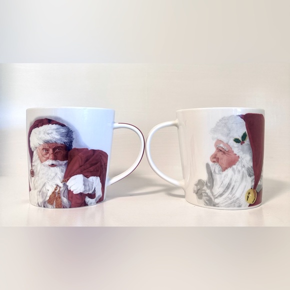 2 Two Can Art Santa Porcelain Bone China Santa Mugs - Picture 2 of 5